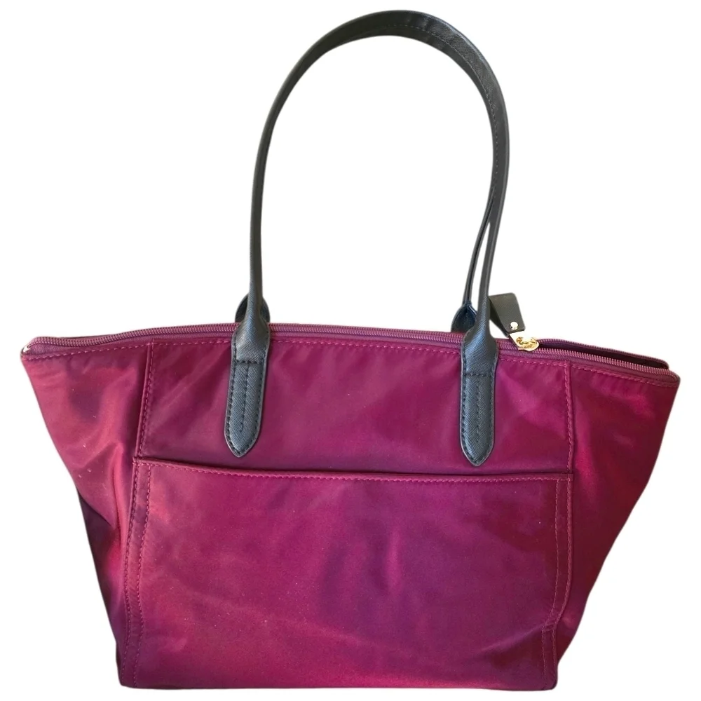 Michael Kors Cranberry Nylon Tote with Black Trim